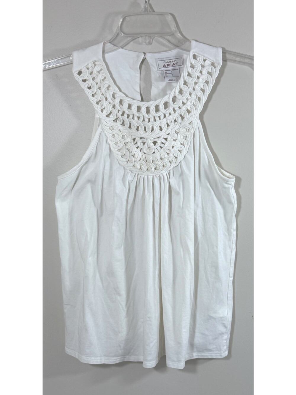 Ariat Scarlet Crochet Top Womens Size L White Sleeveless Boho Western Festival